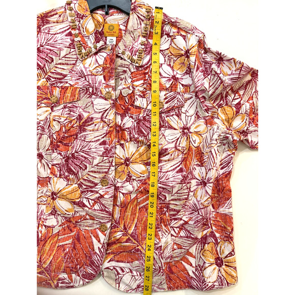 Ruby Rd Blazer Womens 24W Red Orange Floral Button Front Beaded Cotton Jacket - Picture 6 of 8